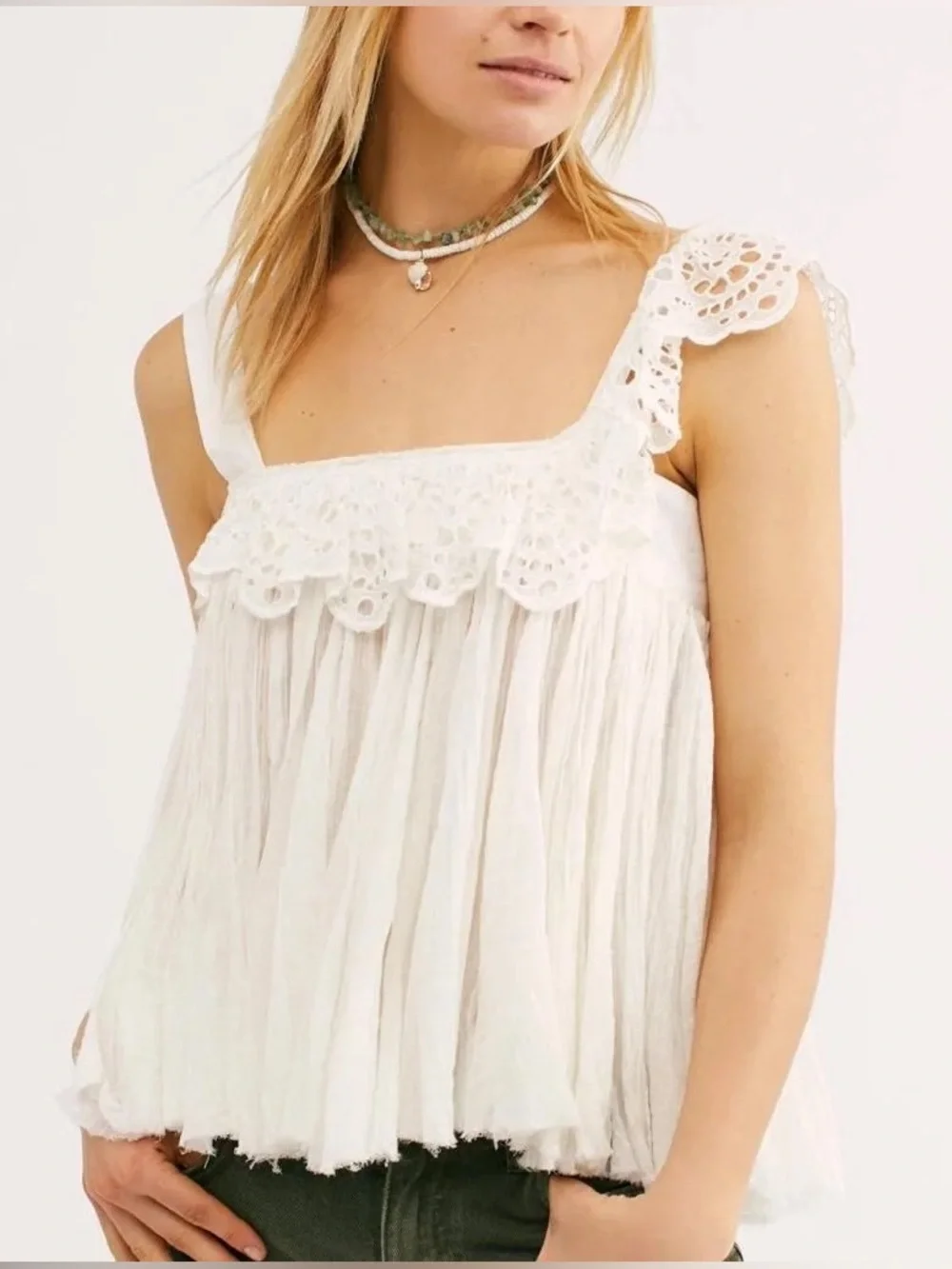 Free People Garden Party Eyelet top in teal